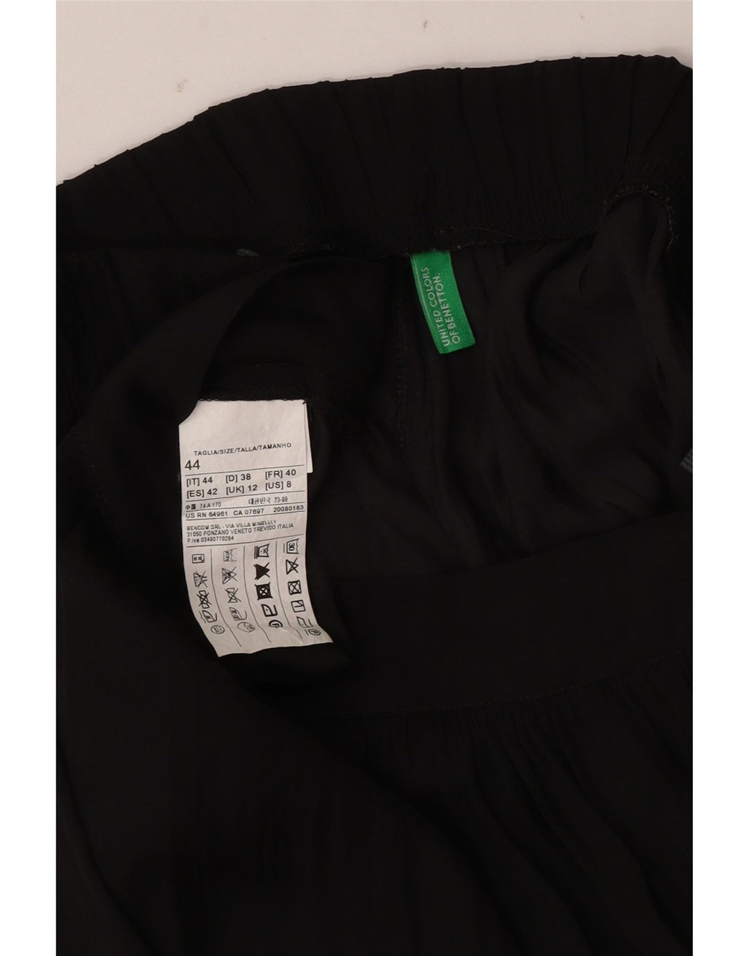 Benetton Dame Pegged Chino Bukser UK 12 Medium W34 L26 Sort Polyester