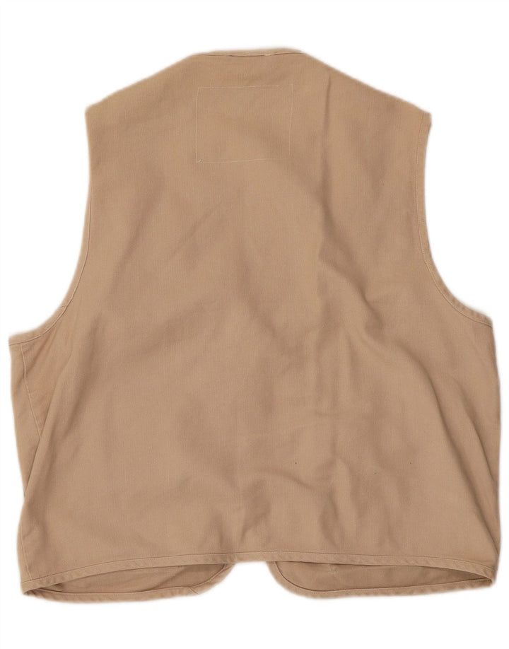 VINTAGE Mens Utility Gilet UK 38 Medium Beige Cotton