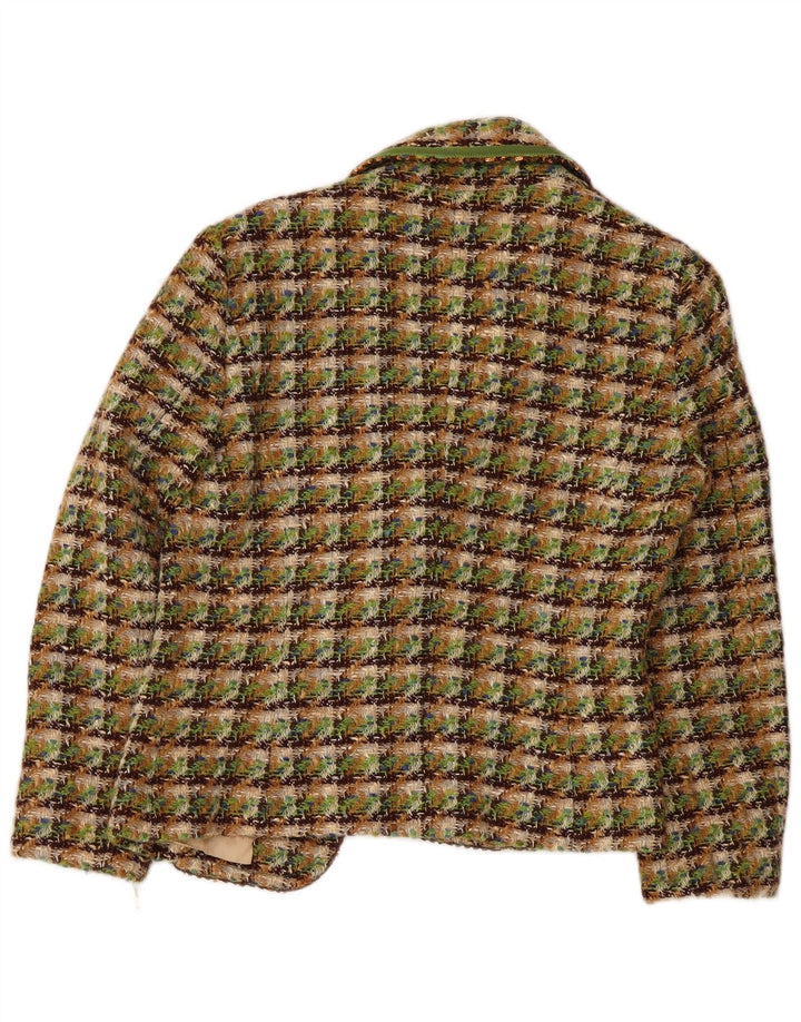 Intrend Dame Blazer Jacket UK 10 Small Green Check Virgin Wool