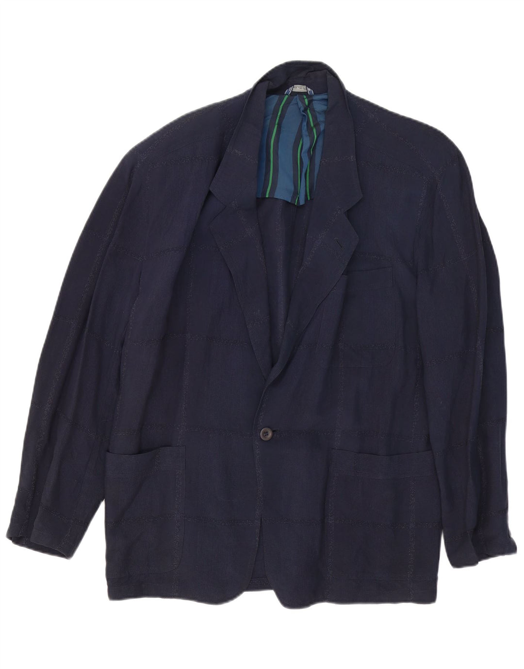 Giorgio Zanella Herre 1-knap blazerjakke IT 46 Small Navy Blue Check