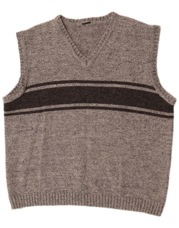 Vintage herrevest tanktop XL grå stribet