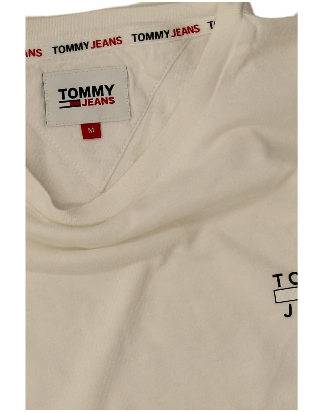Tommy Hilfiger Dame Crop Grafisk T-Shirt Top UK 14 Medium White