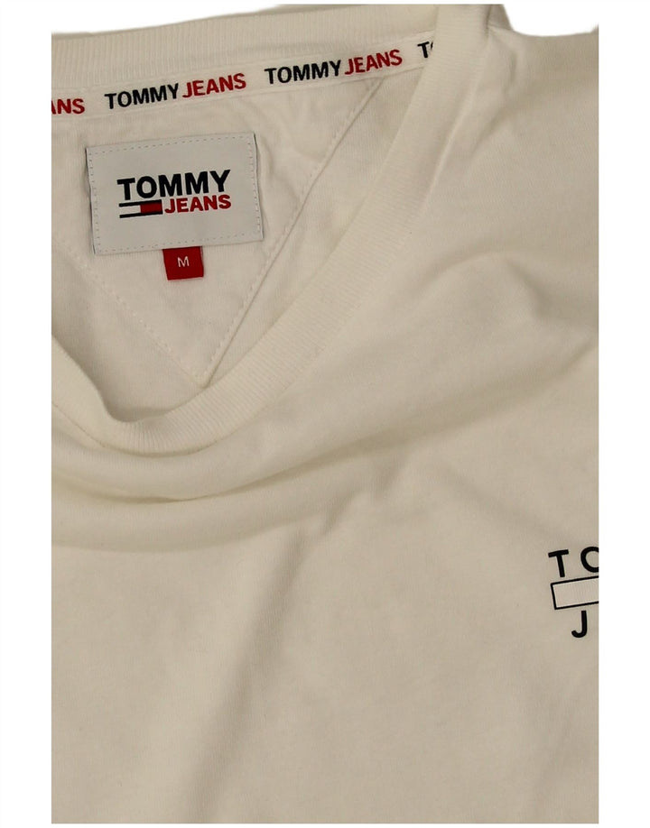 Tommy Hilfiger Dame Crop Grafisk T-Shirt Top UK 14 Medium White