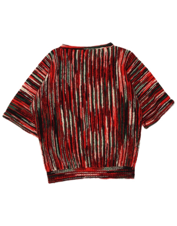 VINTAGE Dame Boat Neck Jumper Sweater UK 16 Stor Flerfarvet Stribet