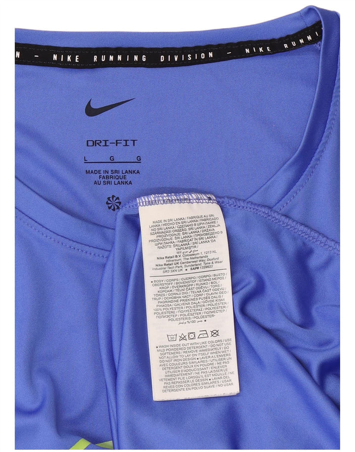 Nike Herre Dri Fit Grafisk T-Shirt Top Stor Blå Polyester