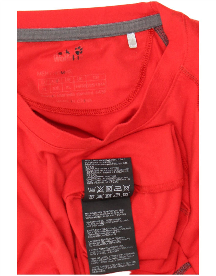 Jack Wolfskin Herre Top Langærmet UK 44/46 XL Rød Polyester