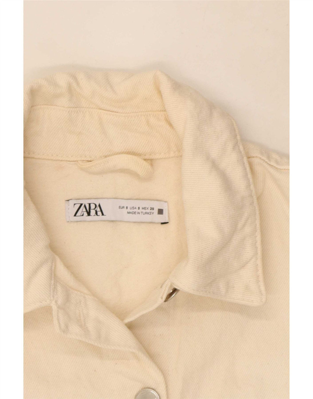 Zara Womens Crop Oversized denimjakke UK 10 Small White