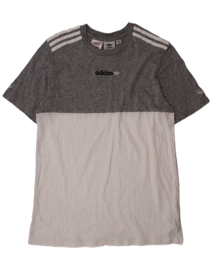 Adidas Boys T-Shirt Top 13-14 år Grå Colourblock Bomuld