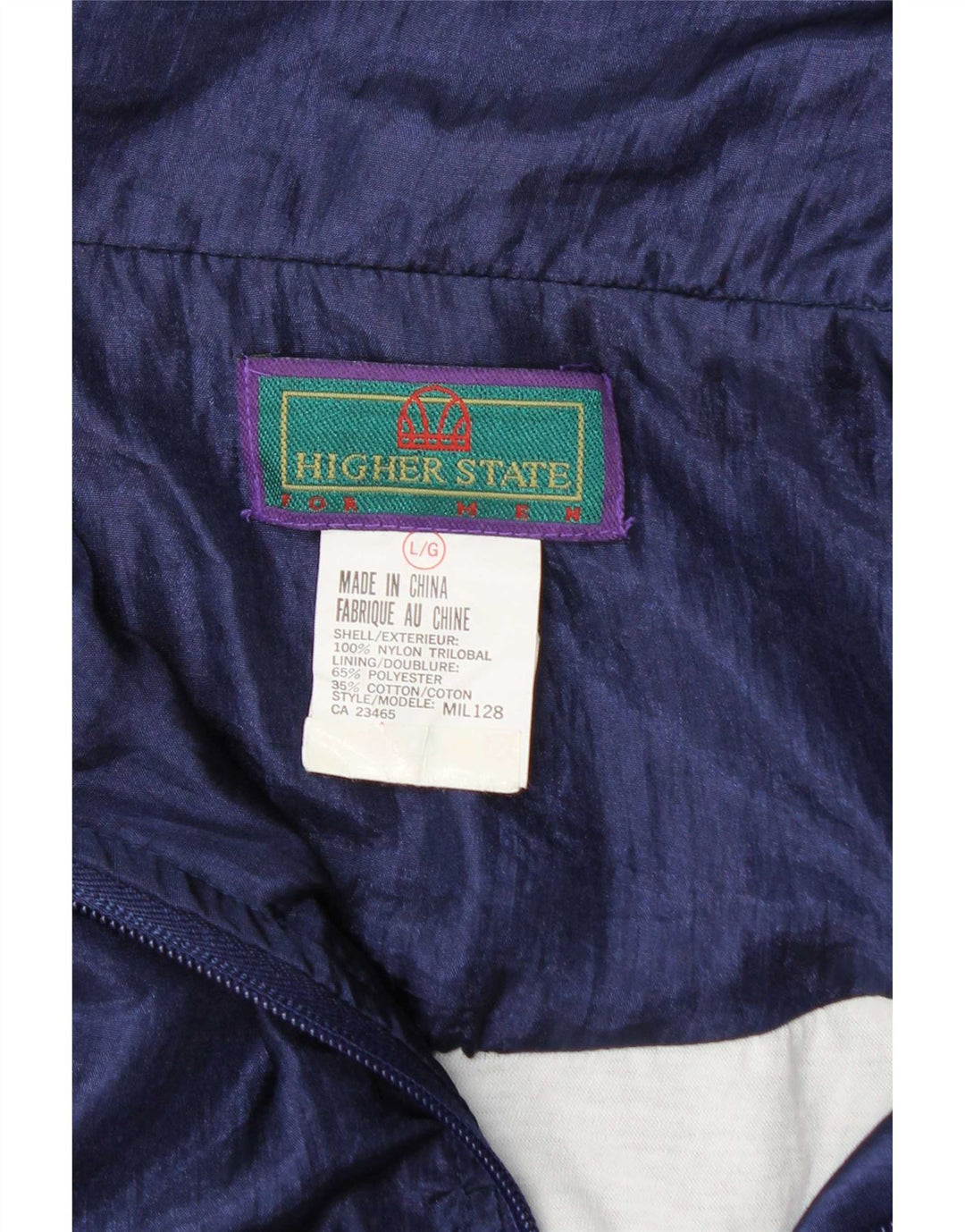 Vintage træningsdragt til mænd Topjakke Stor marineblå Colourblock Nylon