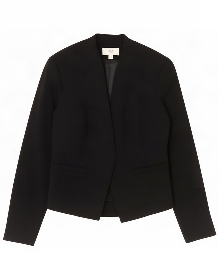 Marks & Spencer Womens Open Blazer Jacket UK 8 Small Black Polyester