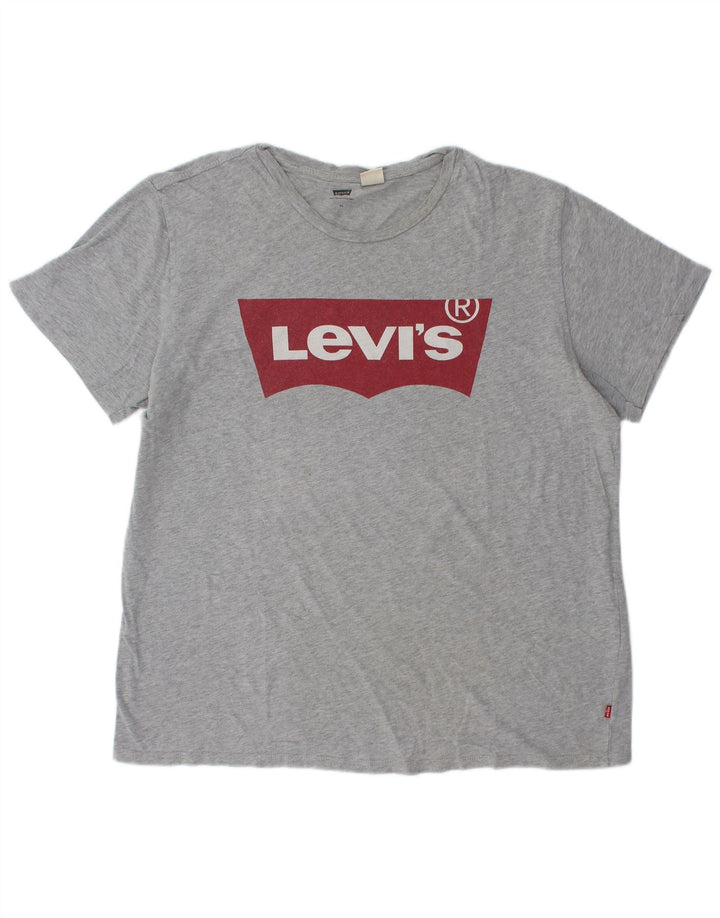 Levi's Herre grafisk T-shirt Top XL Grå Flecked Bomuld