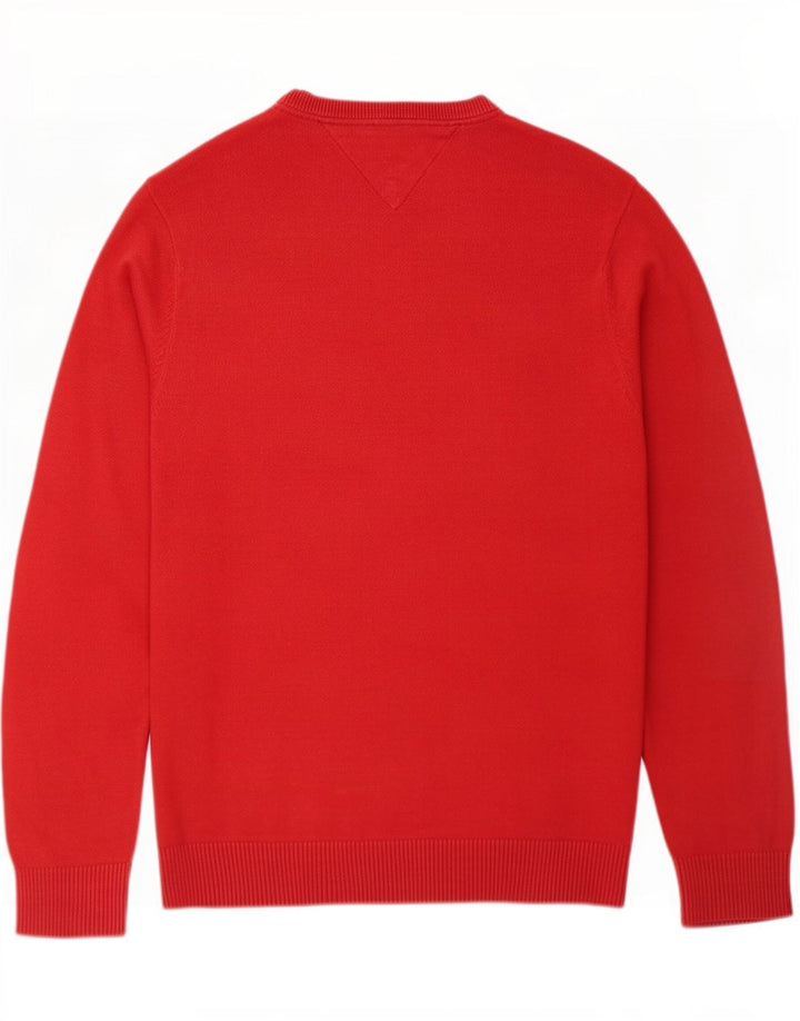 Tommy Hilfiger Herre sweater med rund hals, lille rød bomuld