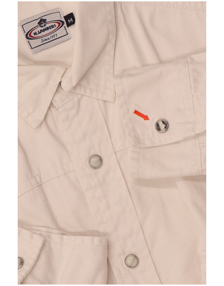 Vintage denimskjorte til mænd Medium hvid bomuld
