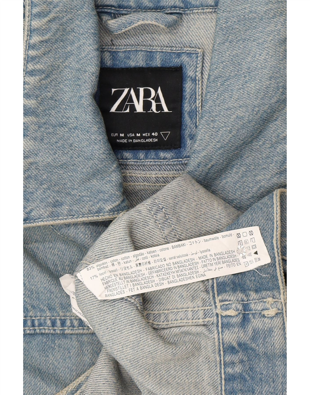 Zara Herre denimjakke UK 38 Medium Blue Cotton
