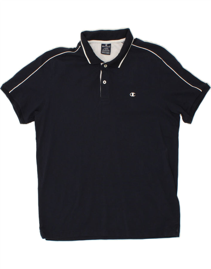 CHAMPION Mens Polo Shirt Large Navy Blue Cotton Vintage Champion and Second-Hand Champion from Messina Hembry 