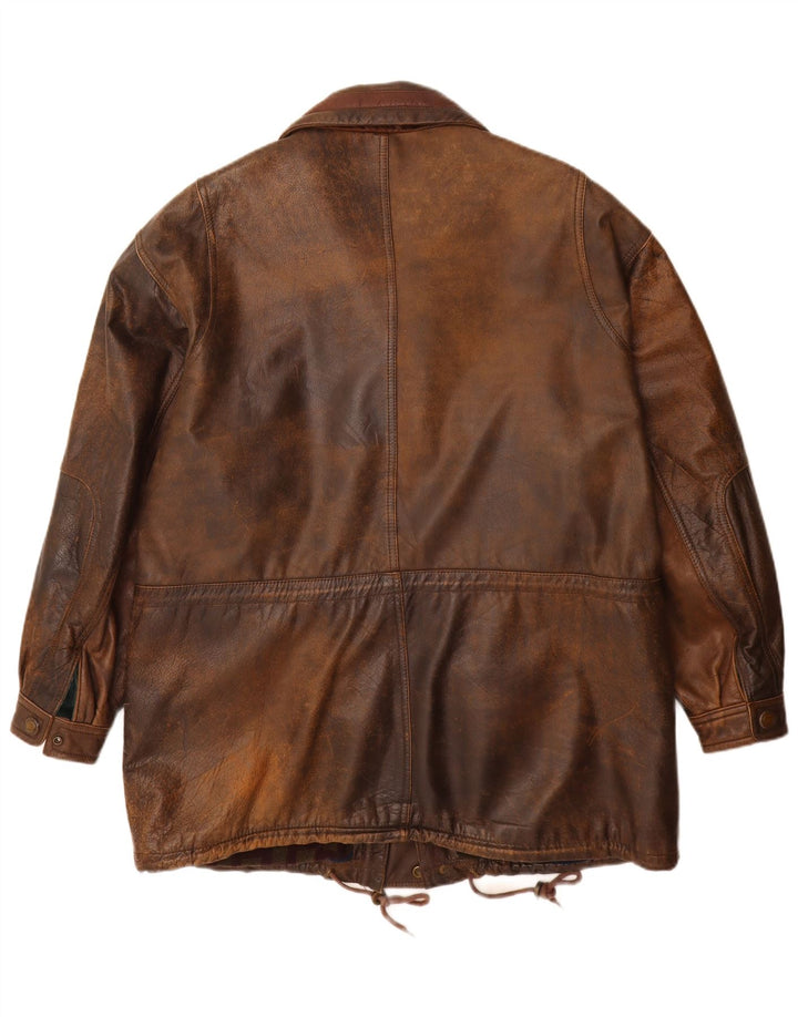 Vintage herre læderjakke IT 52 XL brunt læder