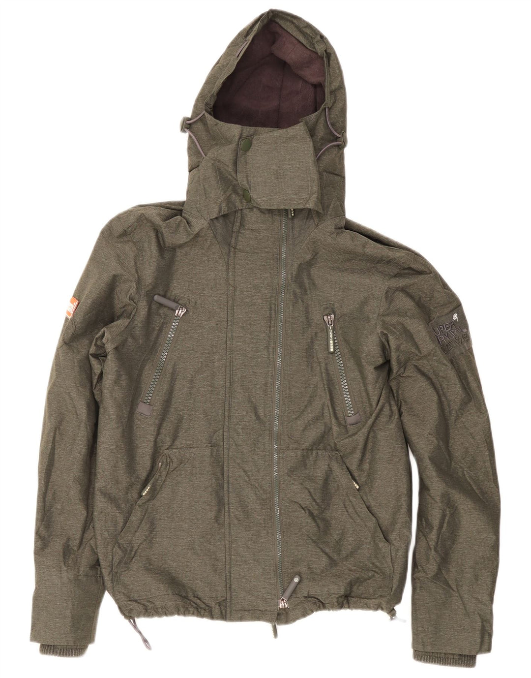 Superdry Windbreaker-jakke med hætte til mænd UK 38 Medium Khaki Nylon