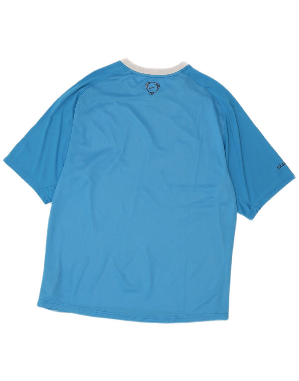 Nike T-shirt top til mænd UK 42/44 Stor blå geometrisk polyester