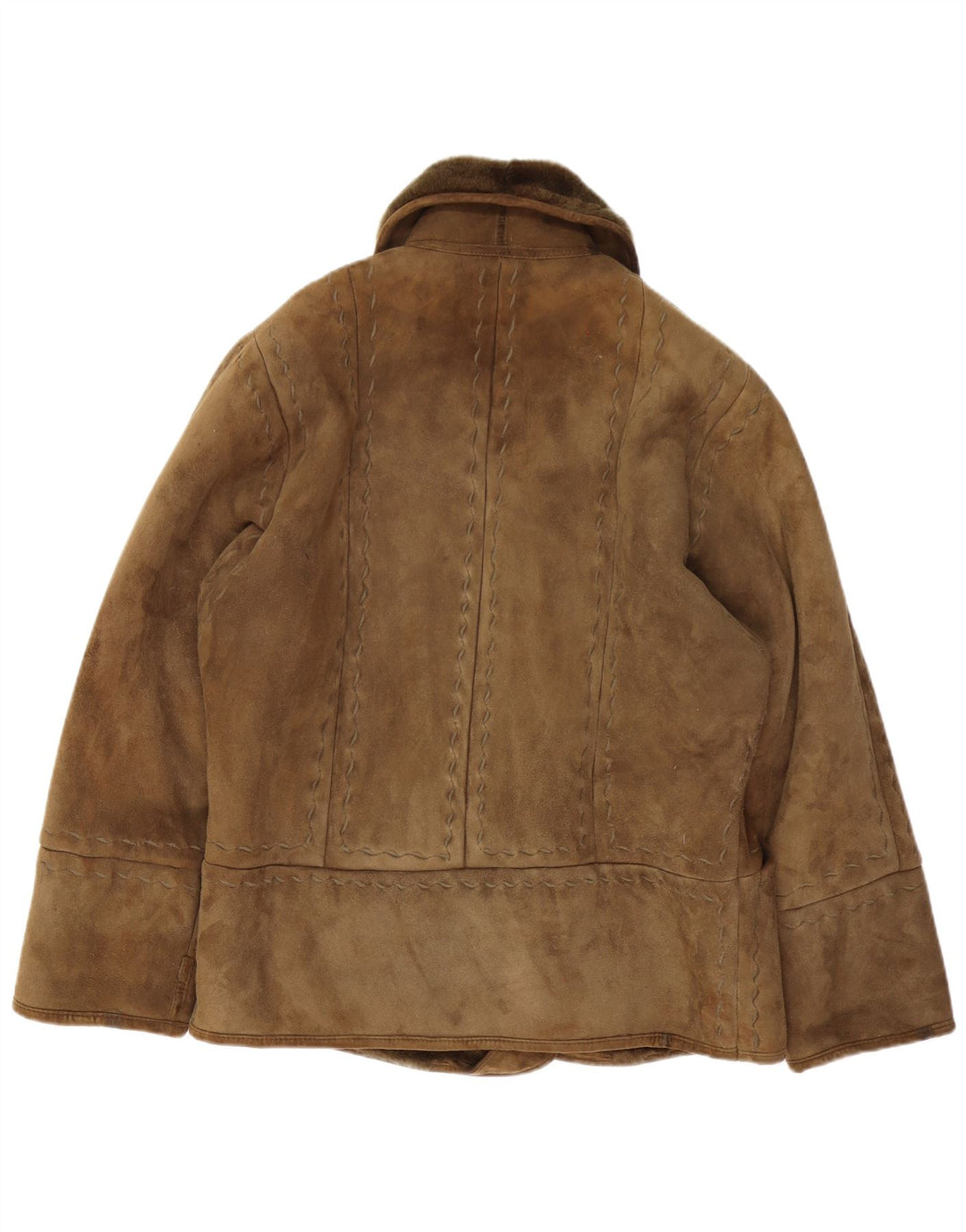 Vintage Dame Shearling Jacket IT 42 Medium Khaki