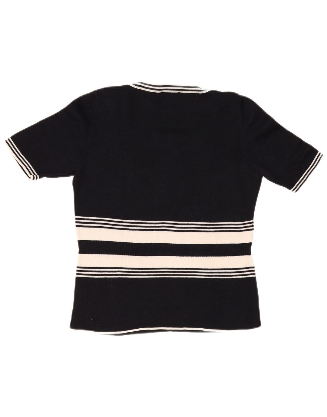 LUISA SPAGNOLI Dame Grafisk Boat Neck Jumper Sweater UK 14 Large Black