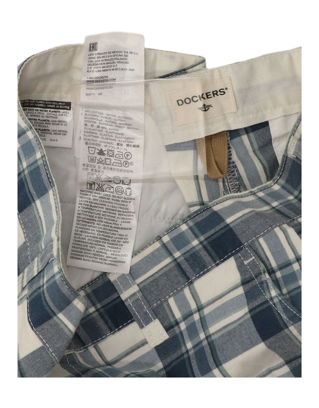DOCKERS Mens Chino Shorts W32 Medium  Blue Check Cotton Vintage Dockers and Second-Hand Dockers from Messina Hembry 