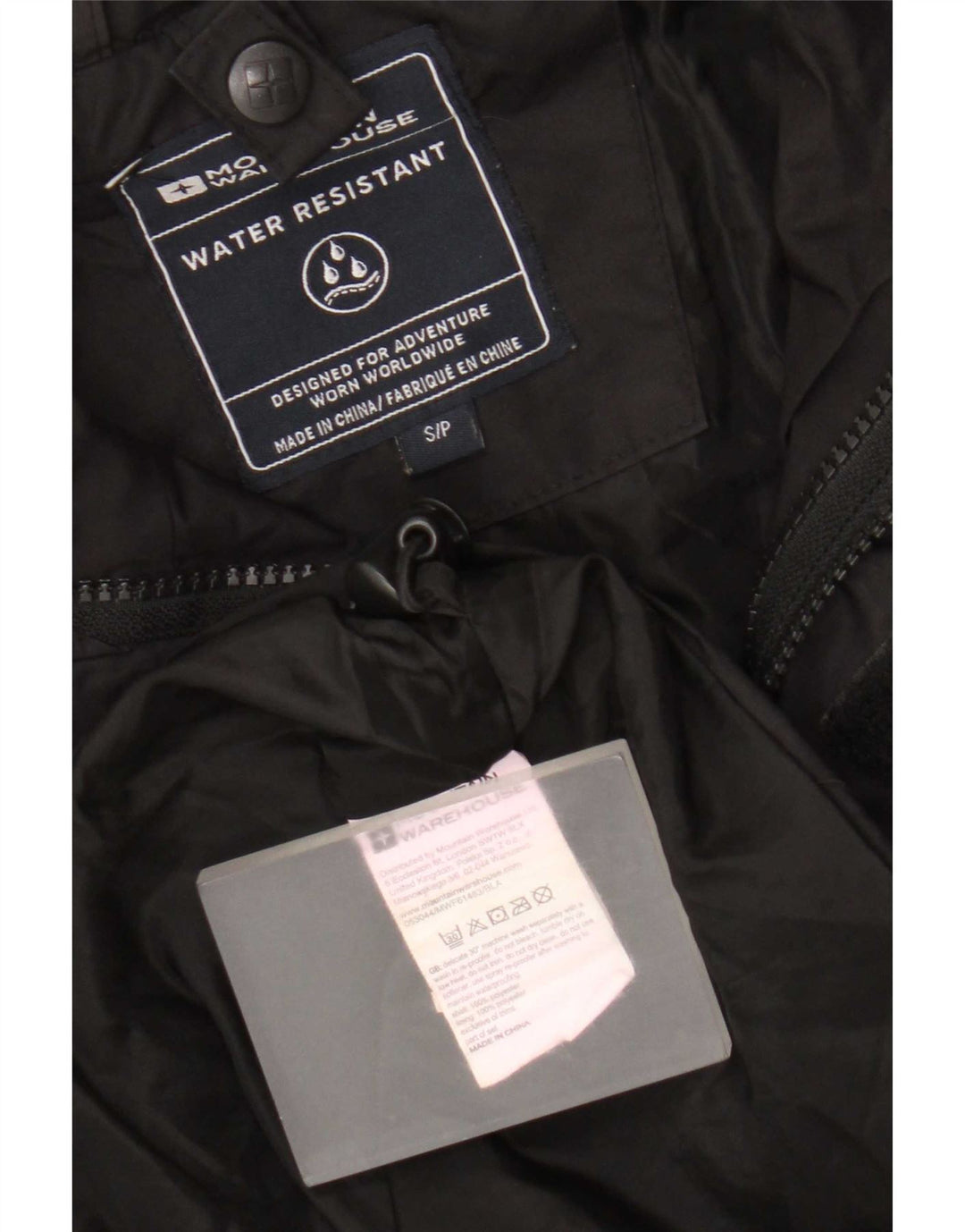 Mountain Warehouse Regnjakke med hætte til mænd UK 36 Lille sort polyester