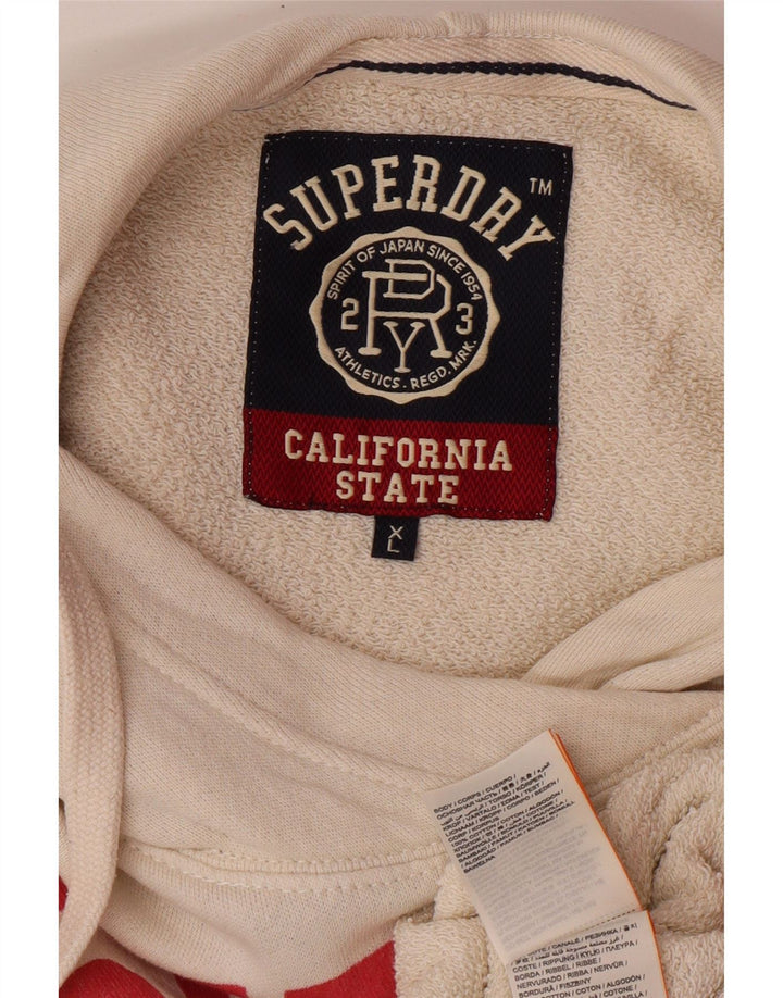 Superdry grafisk hættetrøje til kvinder UK 18 XL Off White Cotton College