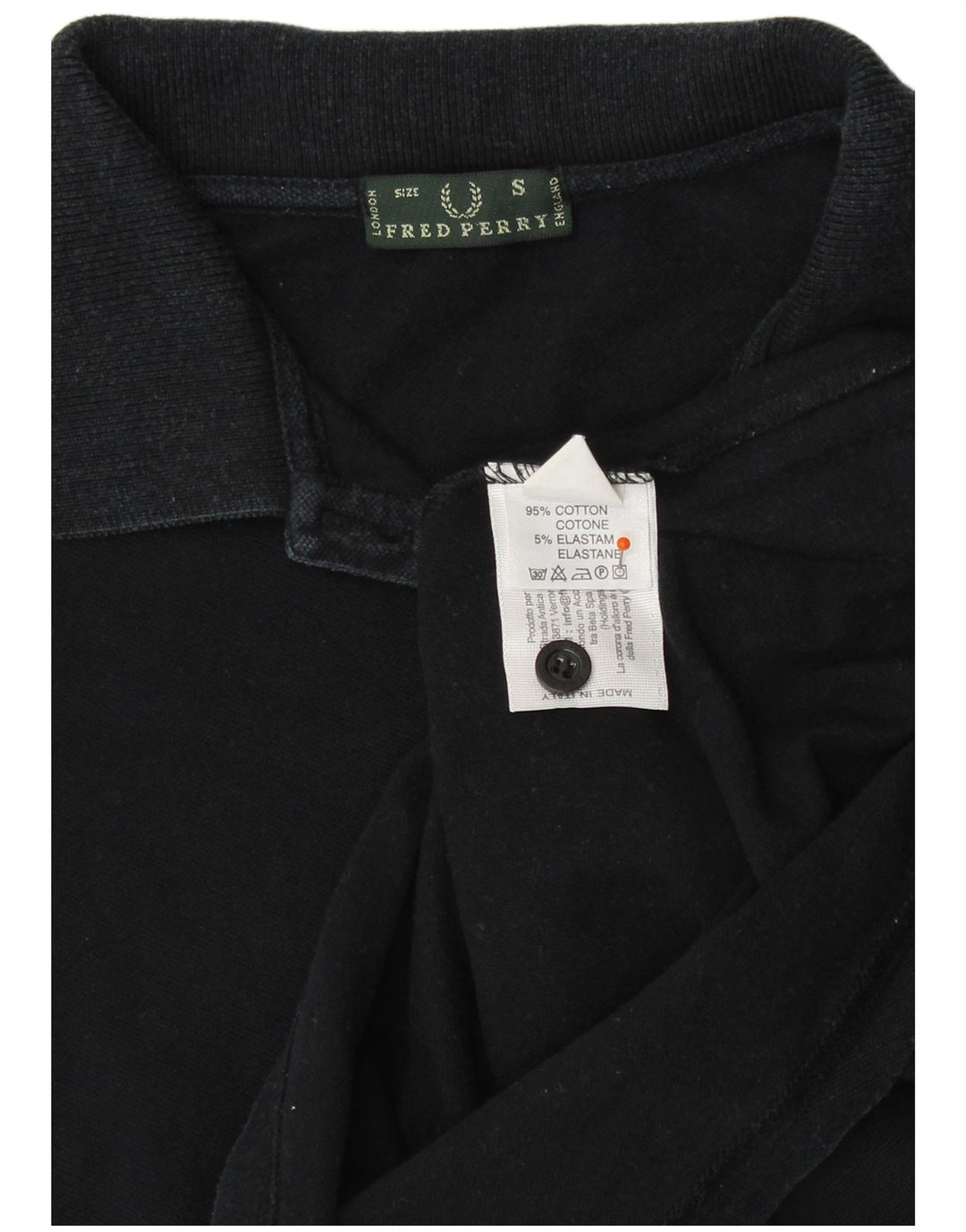 FRED PERRY Dame Polo Shirt UK 8 Small Black Bomuld