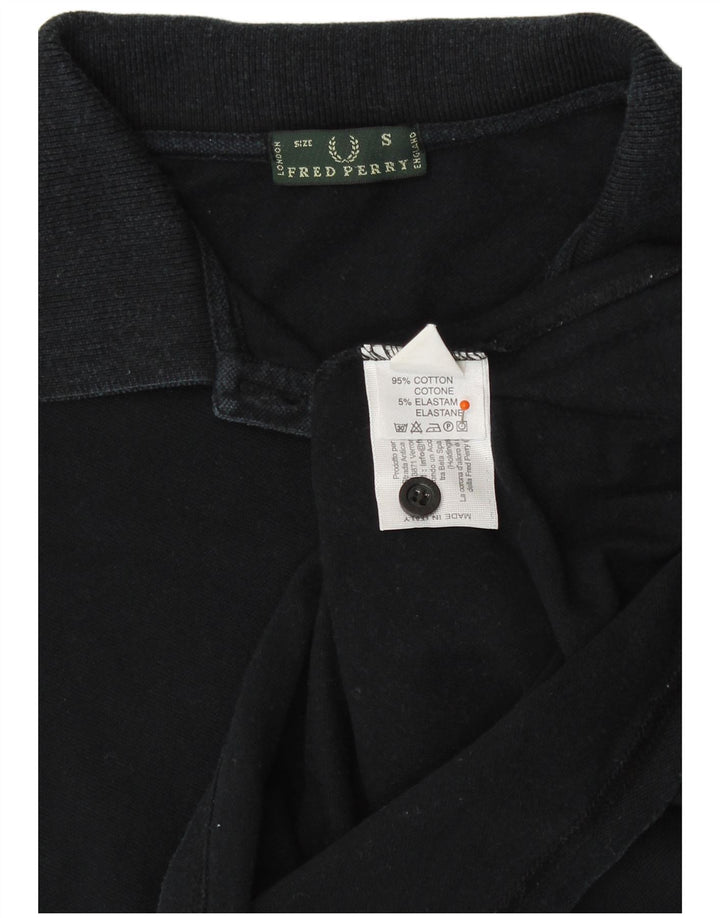 FRED PERRY Dame Polo Shirt UK 8 Small Black Bomuld