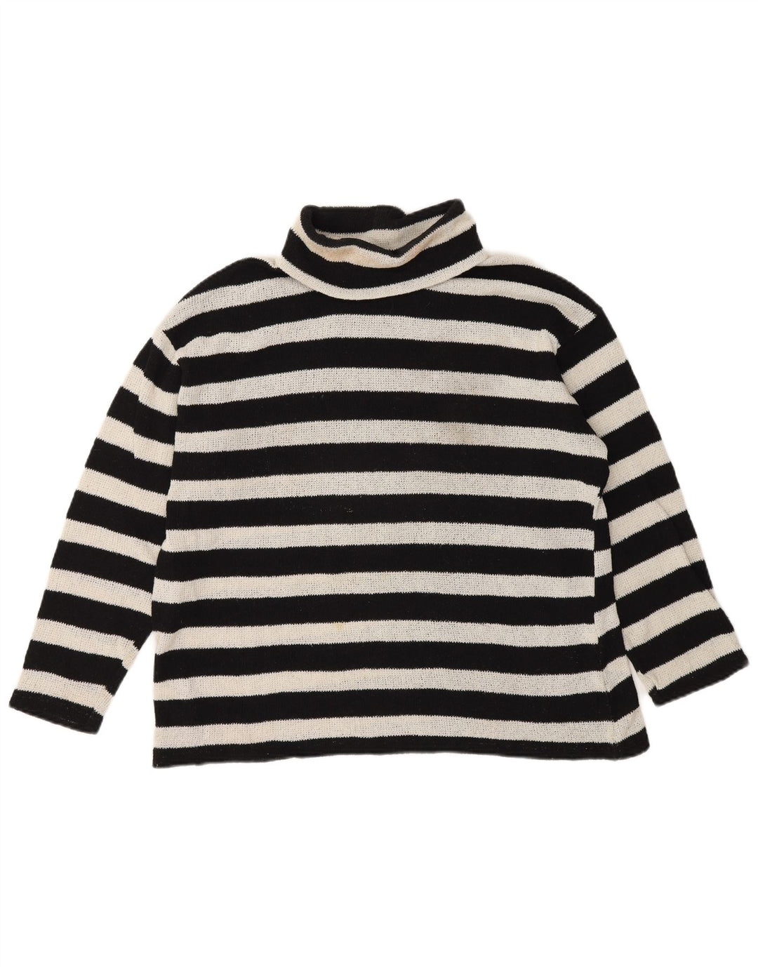 Zara Dame Oversized rullehals sweater UK 10 Lille sort stribet