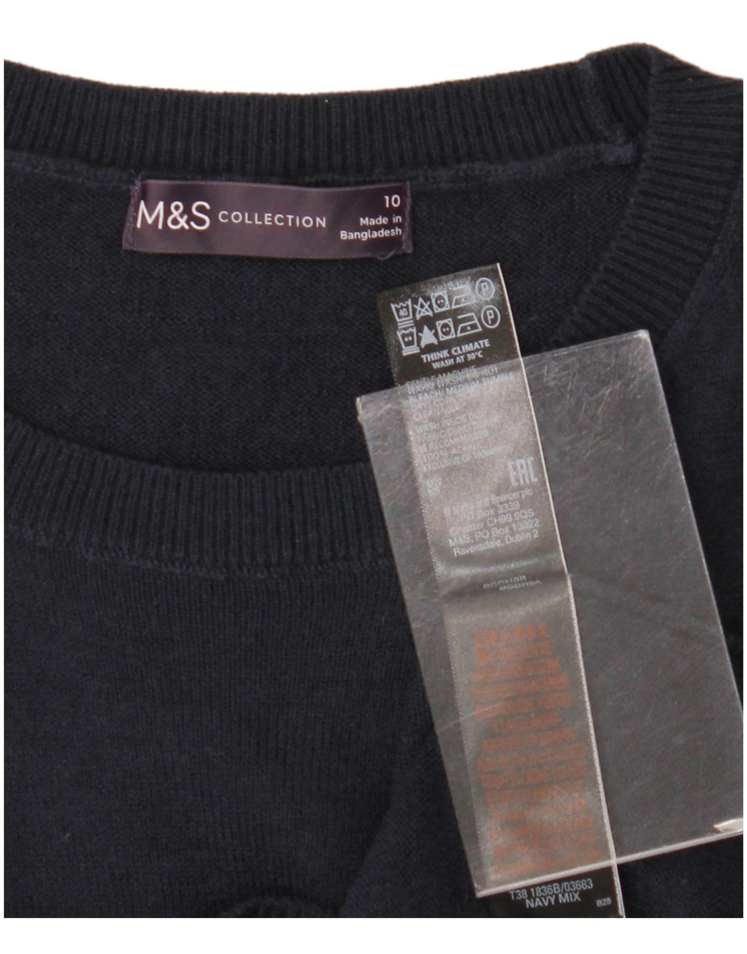 Marks & Spencer Dame sweater med rund hals DK 10 Small Navy Blue