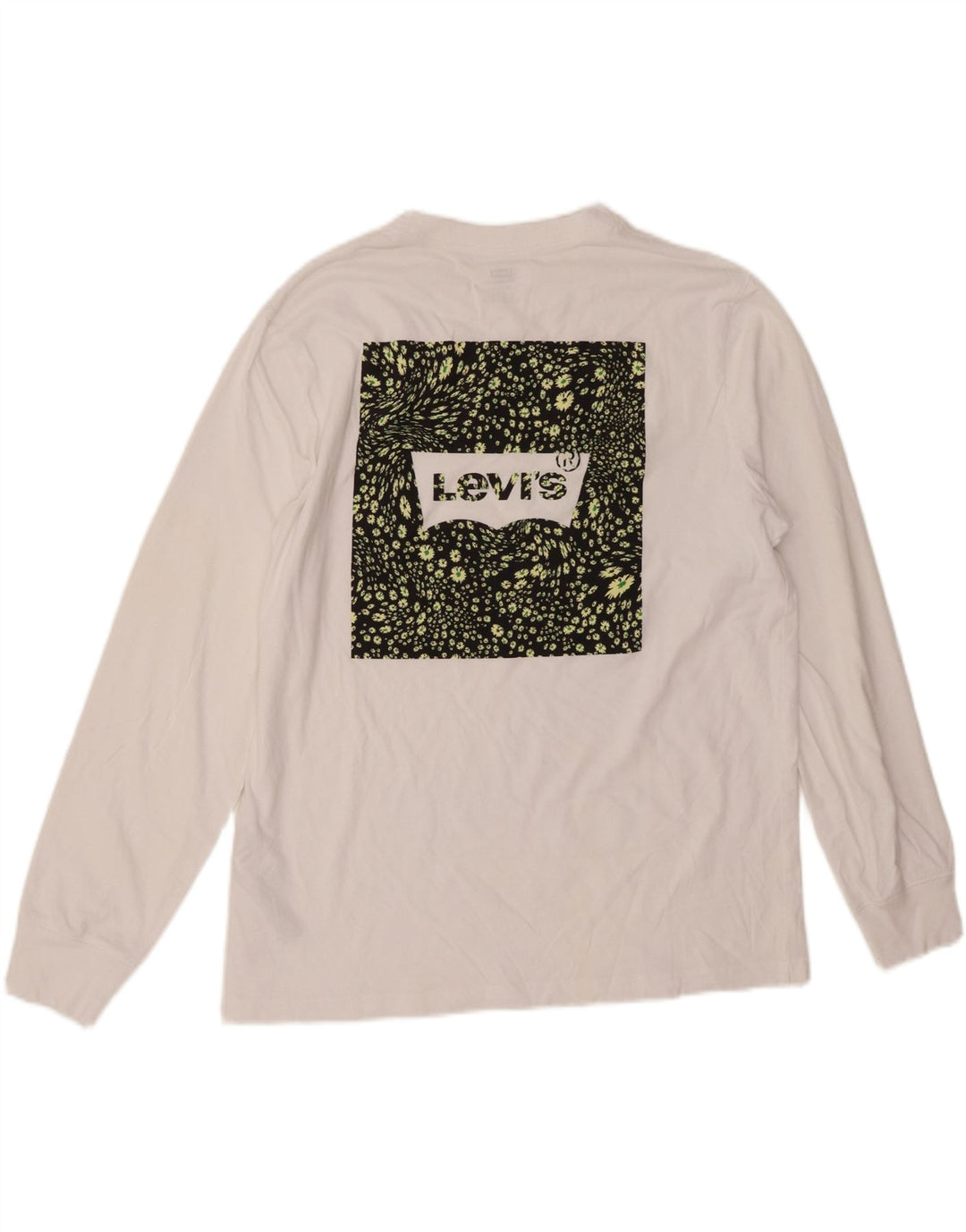 LEVI'S Herre afslappet grafisk top Langærmet medium hvid bomuld