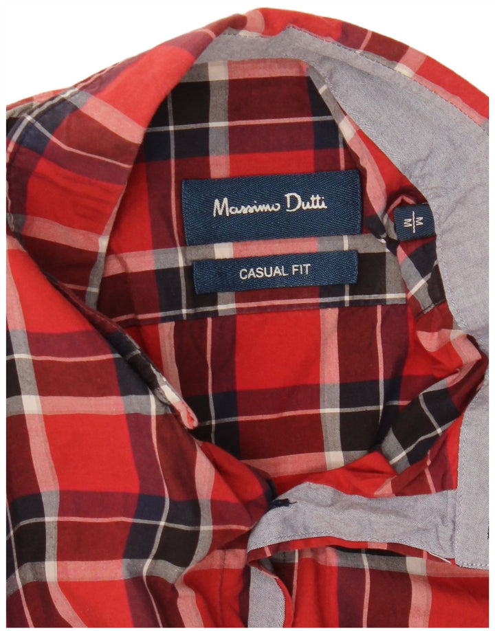 Massimo Dutti Herre Casual Fit Flanellskjorte Stor rød ternet
