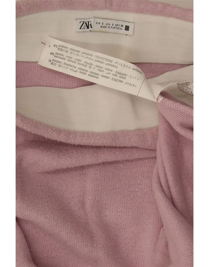 Zara Damestrik A-Line nederdel Small W26 Pink Polyester