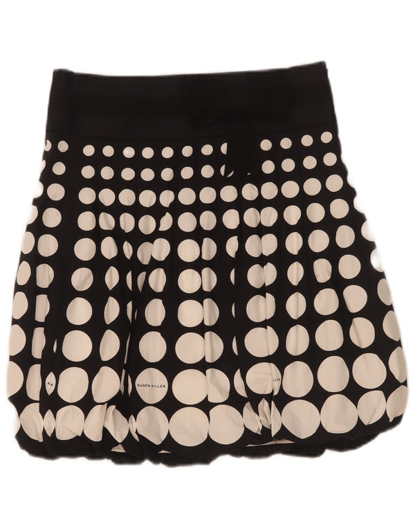 Karen Millen Womens Mini Bubble Skirt UK 8 Small W26 Black Geometric Cotton
