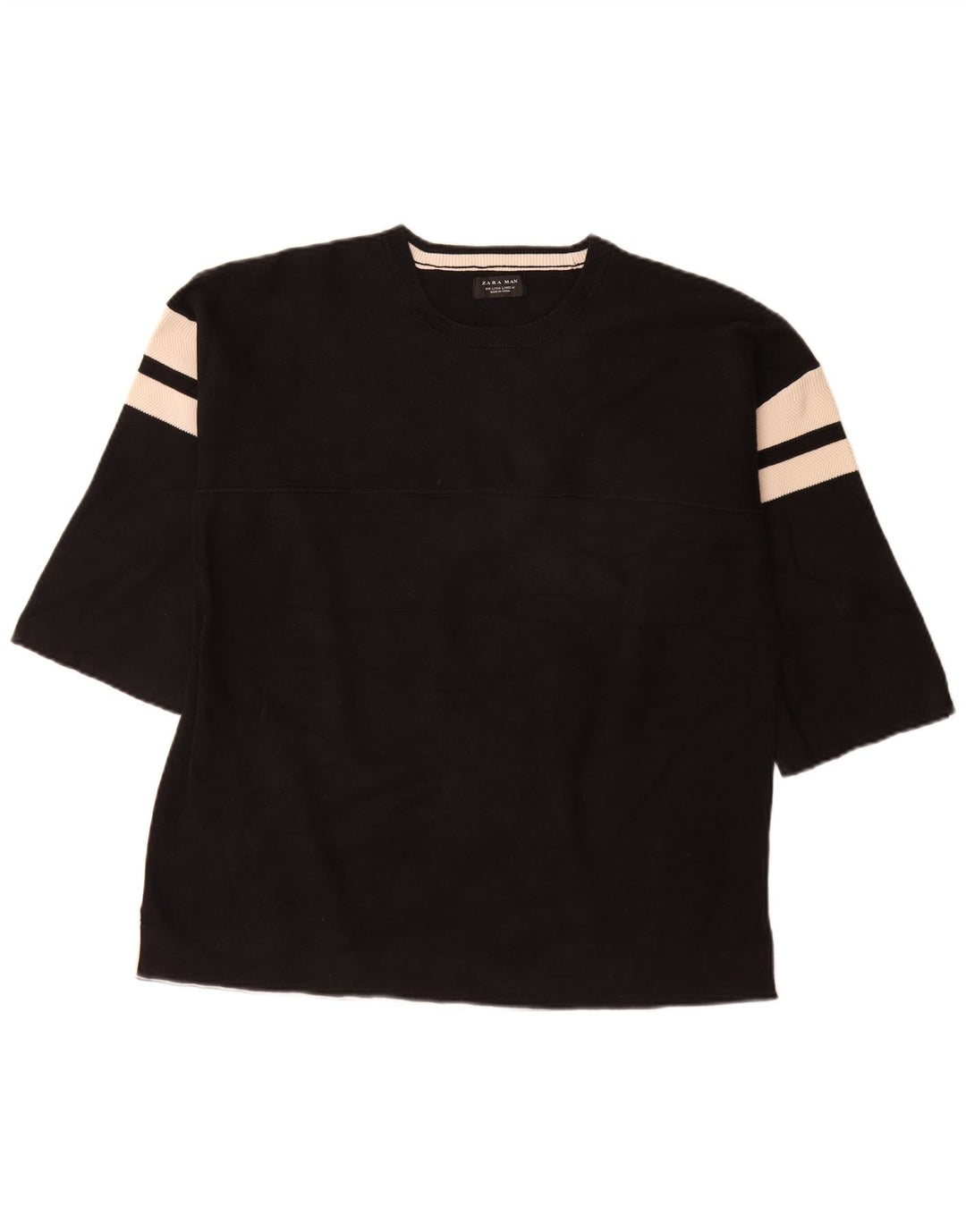 Zara Herre Top 3/4 ærme Stor sort stribet