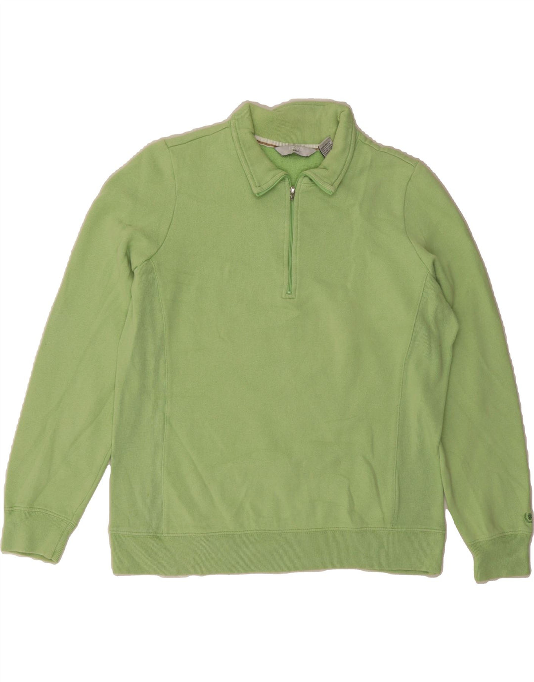IZOD Womens Golf Zip Neck Sweatshirt Jumper UK 14 Medium Green Cotton Vintage Izod and Second-Hand Izod from Messina Hembry 