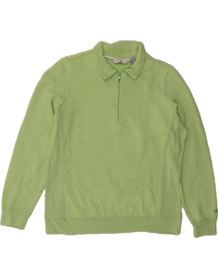IZOD Womens Golf Zip Neck Sweatshirt Jumper UK 14 Medium Green Cotton Vintage Izod and Second-Hand Izod from Messina Hembry 