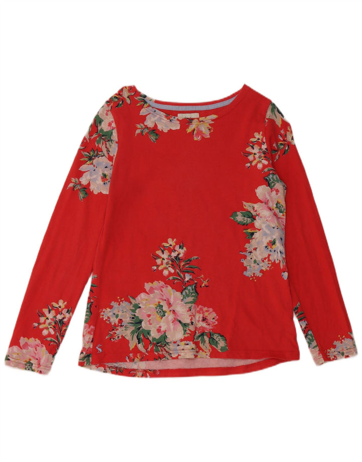 JOULES Dame Top Langærmet UK 12 Medium Rød Blomster Bomuld