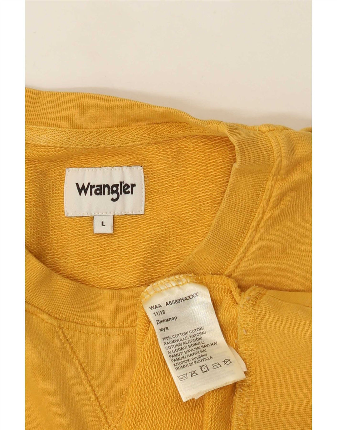 Wrangler Sweatshirt til mænd, stor gul bomuld