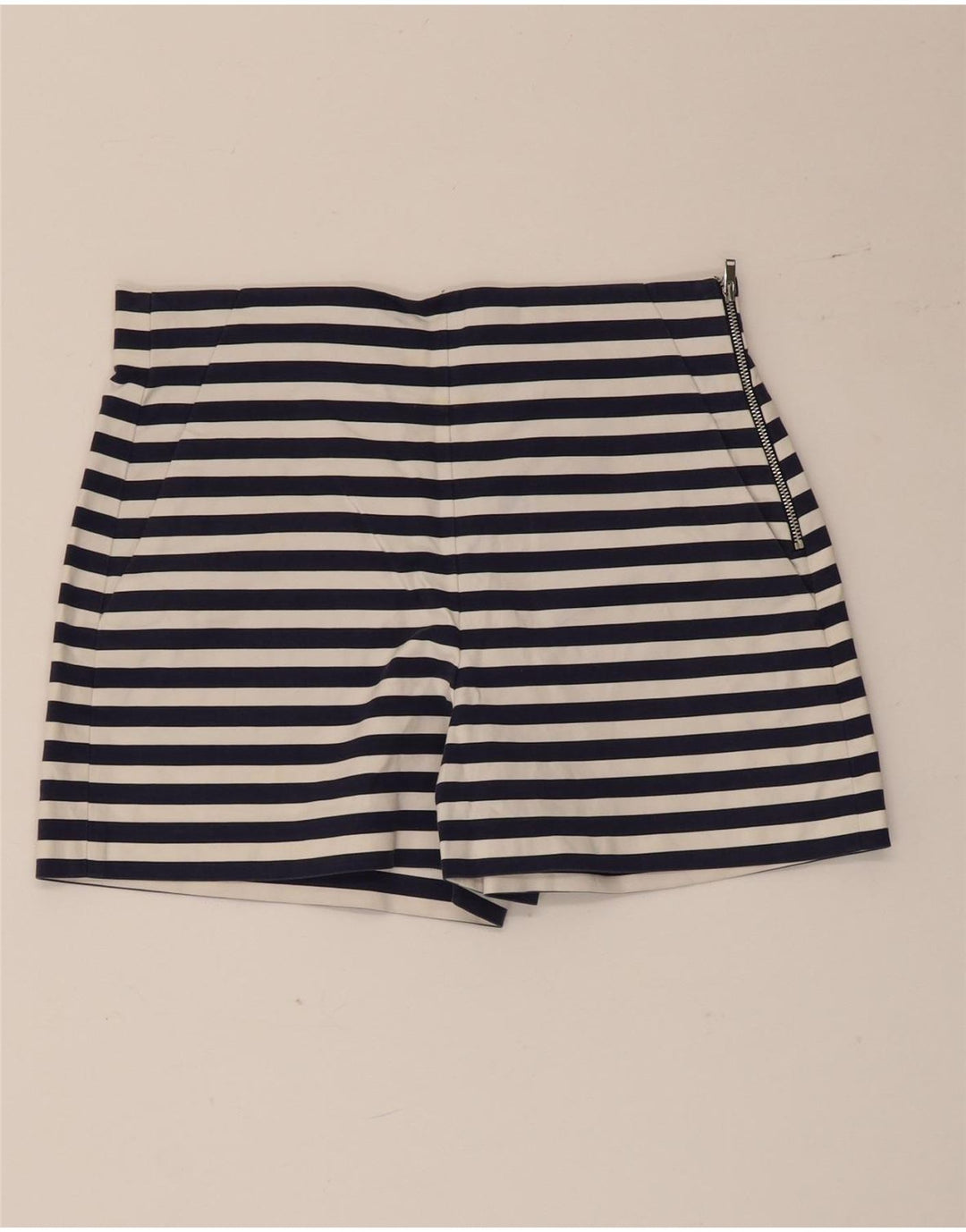 Zara Dame Hot Pants Medium W28 Marineblå Stribet bomuld