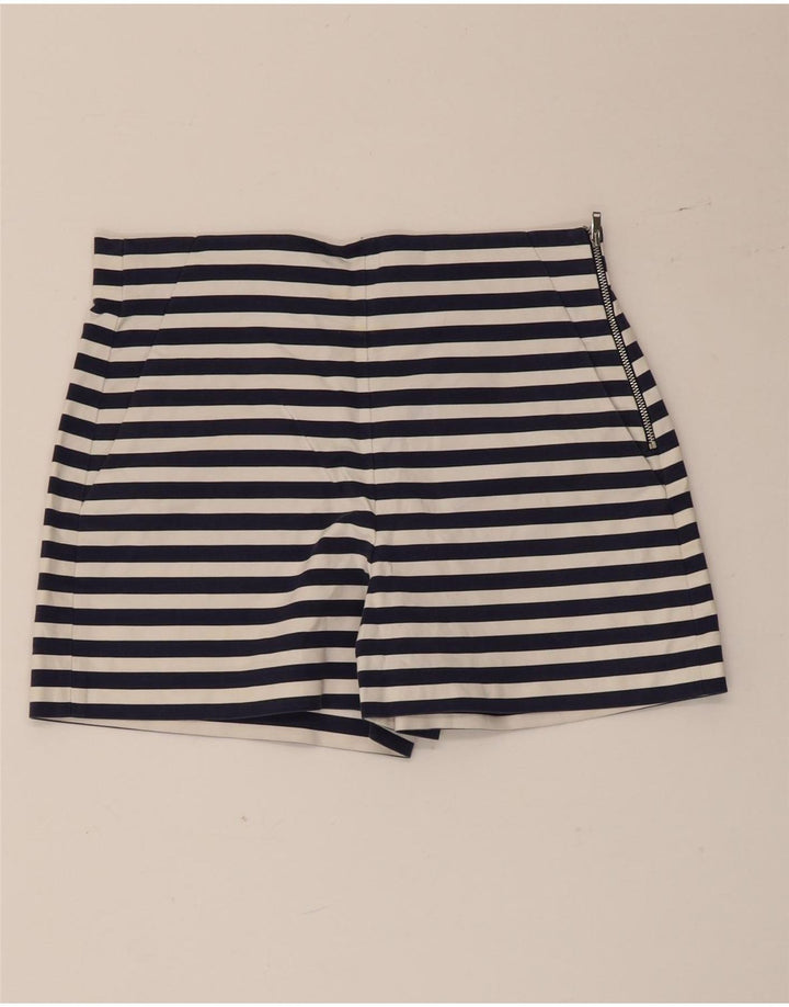 Zara Dame Hot Pants Medium W28 Marineblå Stribet bomuld