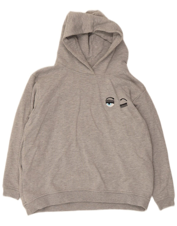Chiara Ferragni Dame Oversized hættetrøje Jumper UK 6 XS Grå Flecked Bomuld