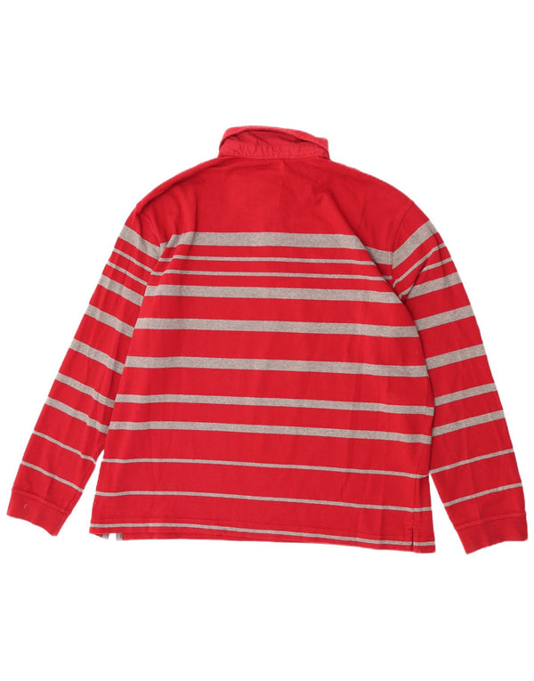 Hajo Langærmet Polo Shirt til mænd IT 56 2XL Rødstribet bomuld