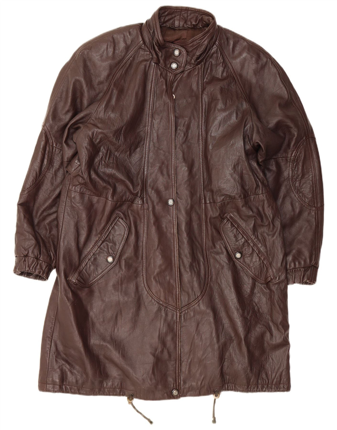 VINTAGE læderfrakke til kvinder UK 14 Stor brunt læder