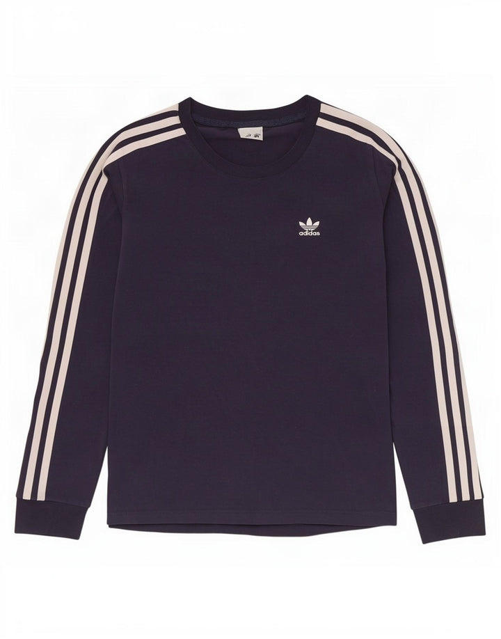 Adidas Dame Top Langærmet UK 10 Small Navy Blue Bomuld