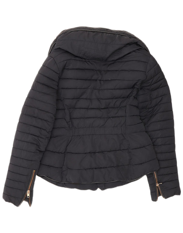 Zara Dame Polstret Jakke UK 12 Medium Navy Blue Polyester
