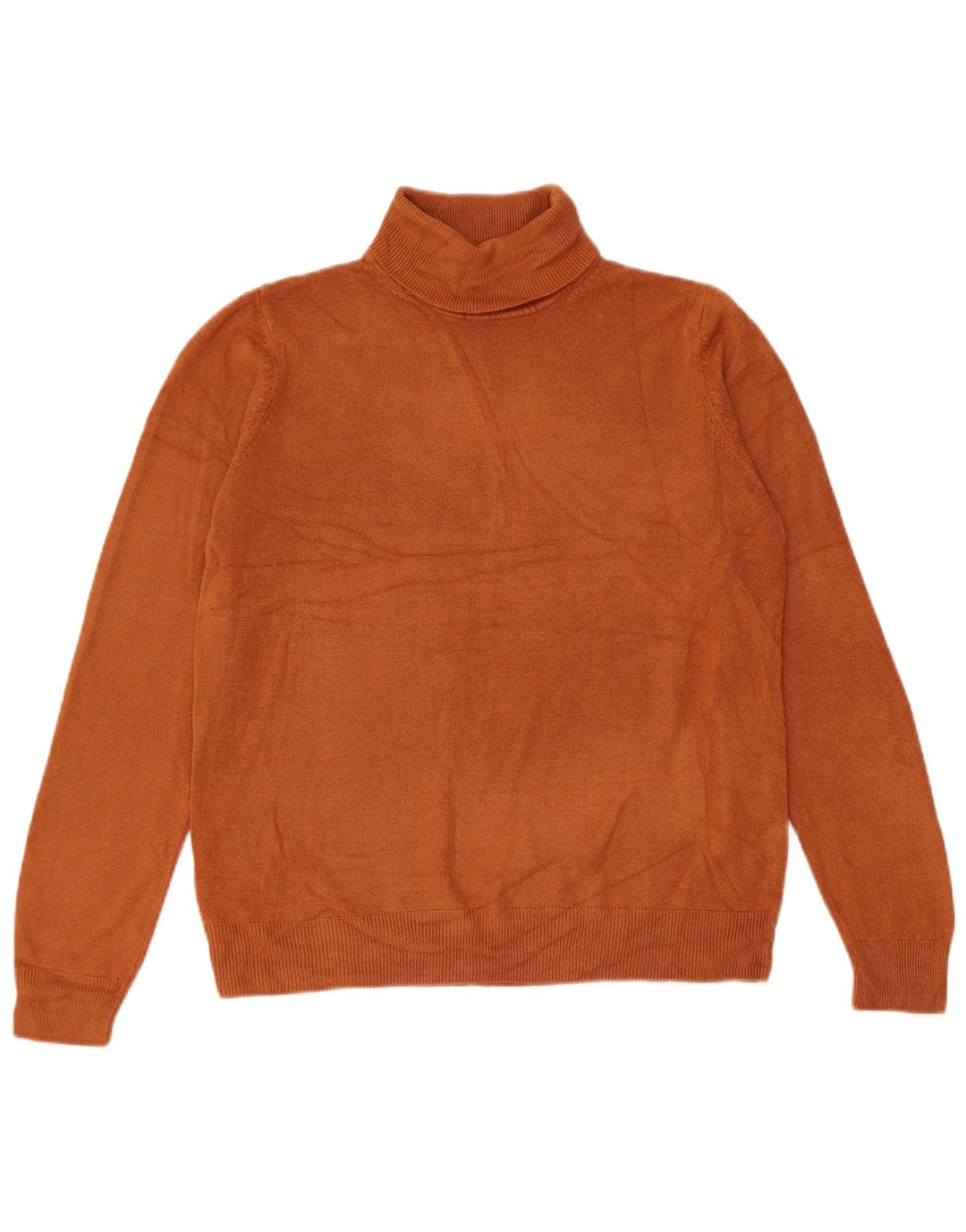 Marks & Spencer Dame Rullehals Sweater UK 14 Stor Brun Akryl