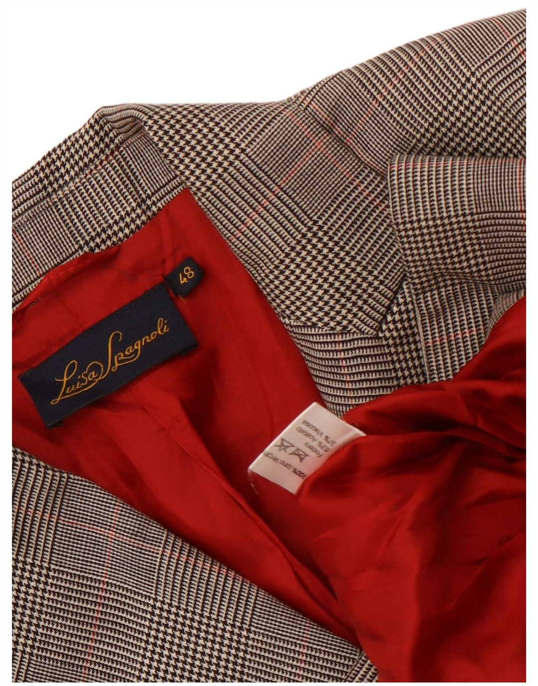 Luisa Spagnoli Dame 3-knaps blazerjakke IT 48 XL Grå Houndstooth Uld