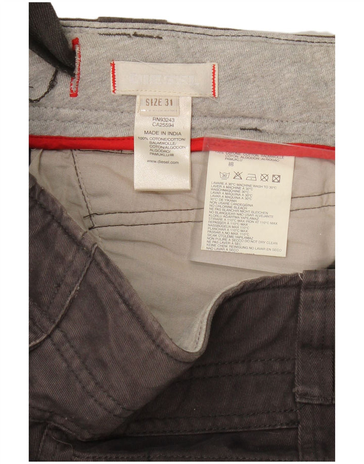 DIESEL Womens Straight Cargo Trousers W31 L27 Grey Cotton